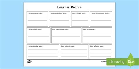 PYP Individual Learner Profile Worksheet (teacher made)