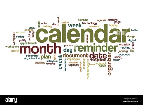 Calendar word cloud concept Stock Photo - Alamy