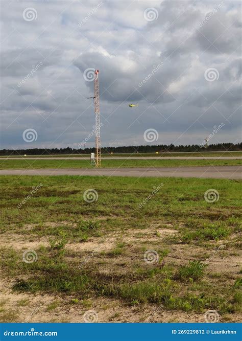 Ambulance Helicopter Landing To Airport Stock Photo - Image of hill ...