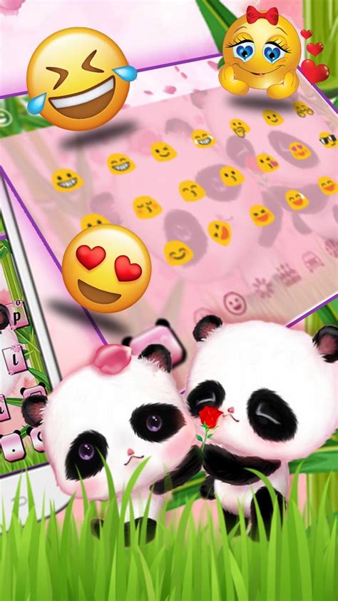 Cute Couple Panda Keyboard Theme