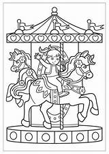 Cute Girl On Carousel Horse Coloring Page  Free Printable sketch template
