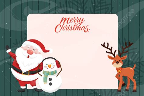 Merry Christmas Card With Santa Claus And Friends Background, Wallpaper, Santa Claus, Snowman ...