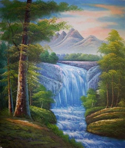 Most Beautiful Waterfalls Painting In Oils Photography | Scenery ...