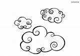 Cloud Coloring Page sketch template