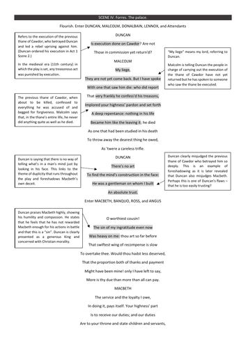 Macbeth Act 1 Scene 4 Annotated | Teaching Resources