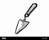 Retro Cartoon Style drawing Of A Hand trowel Garden Or Gardening  sketch template