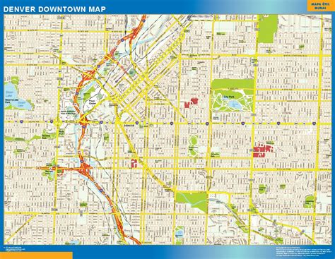 Achat Carte Murale Denver plastifiée ou encadrée magnètique | CartesMurales.fr