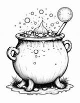 Halloween coloring Page A Witchs cauldron Filled With Bubbling potion  sketch template
