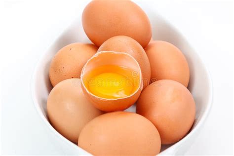 Fresh Eggs,cracked Egg Show Yolk Stock Photo - Image of brown ...