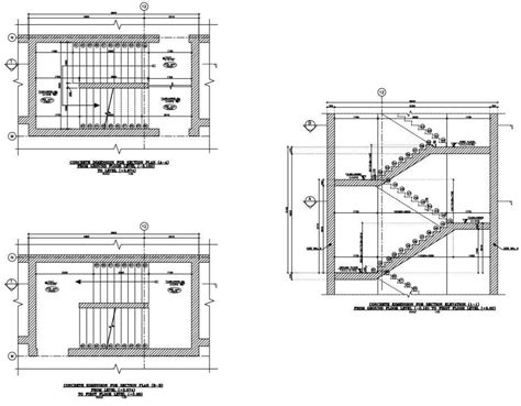 staircase plan and section detail of a building - Cadbull