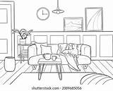 Home Interior Coloring Book Page Stock Illustration 2009685056  sketch template