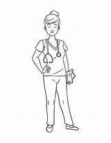 Nurse Isolated Coloring Page For Kids Spare Time Vector  sketch template