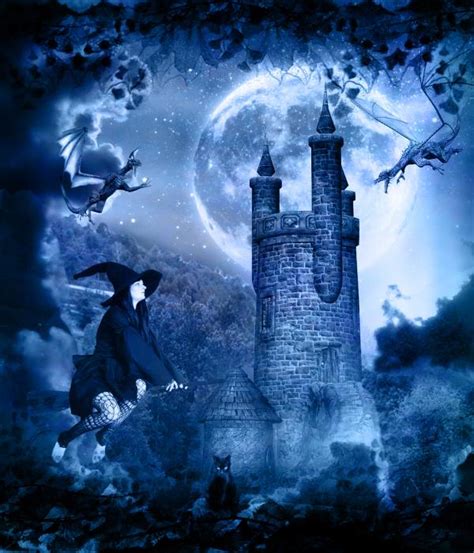 Halloween Wallpapers: Castle Witches Halloween Wallpapers, Witch's Castle During Halloween Pictures