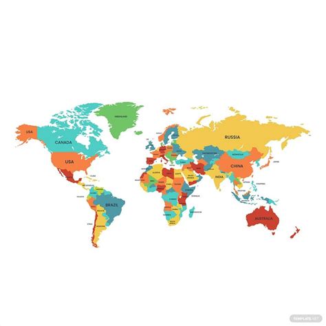 Free Political World Map Vector - EPS, Illustrator, JPG, PNG, SVG | Template.net