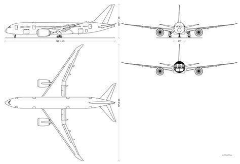 Boeing 787-800 Blueprint - Download free blueprint for 3D modeling ...