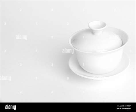 Chinese porcelain gaiwan for tea ceremony on white background ...