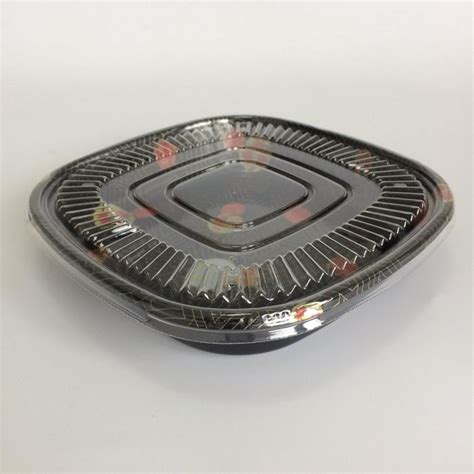 Disposable Plastic Printing Rounded Square Sushi Take Out Platters Tray Container with Lid ...