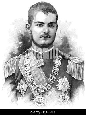 Alexander I, King of Serbia, Aleksandar Obrenovic, 1876 - 1903, historical illustration circa ...