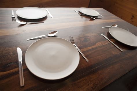 Free Stock Photo 8842 Wooden dining table with four place settings ...