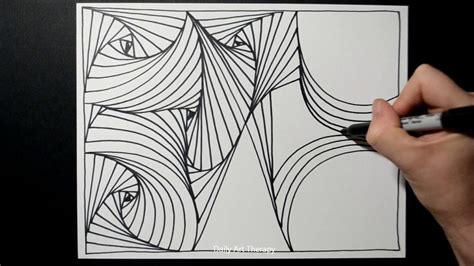 3D Abstract Linear Pattern / Awesome Line Illusion Drawing / Daily Art Therapy / Day 014 - YouTube