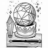 Boho Crystal Ball Coloring Page · Creative Fabrica sketch template