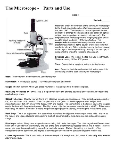 Microscope Diagram And Functions