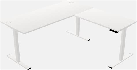 White L-shaped Height Adjustable Sit-to-Stand Desk - Officestock
