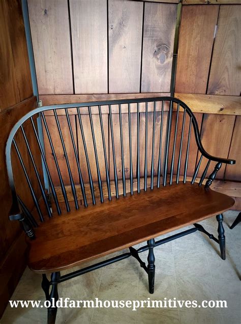 #STPU24 Amish Made Windsor Bench – Old Farmhouse Primitives