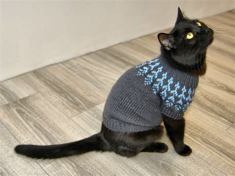 Hand Knitted Cat Sweater icelandic, Handmade Norwegian Wool Jumper for ...