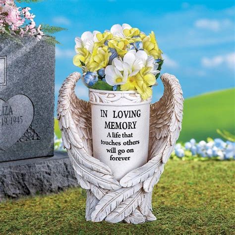 Sentimental Angel Winged Cemetery Memorial Flower Vase Grave Side ...