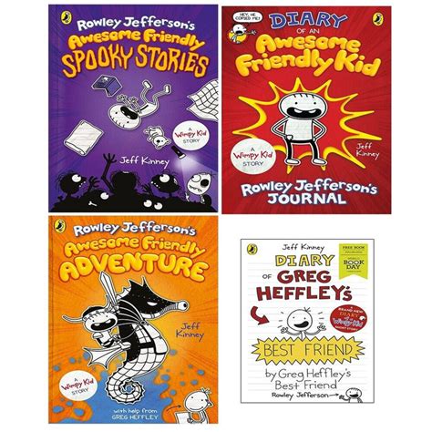 Jeff Kinney Collection 4 Books Set Diary Awesome Friendly Kid, Spooky ...