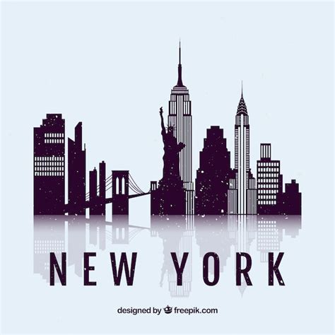 Skyline silhouette of new york city | Free Vector