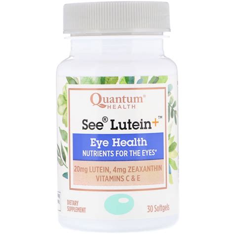 Quantum Health See Lutein+ Softgels, Eye Supplement, Eye Health - Lutein, Zeaxanthin, Vitamin C ...