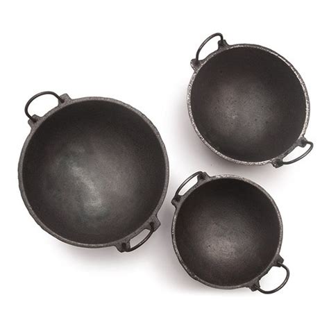 Cast Iron Kadai Combo: 3 Kadais Of 3 Sizes (7 Inches, 8.5 Inches And 11 ...