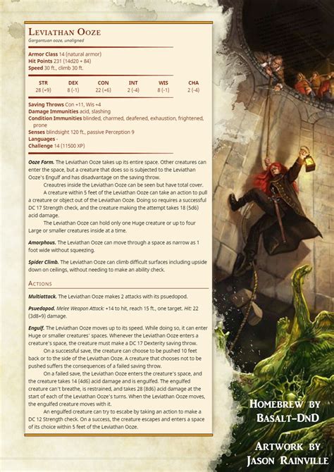 Leviathan Ooze 231hp AC14 Dungeons And Dragons Rules, Dungeons And Dragons Homebrew, Cool ...