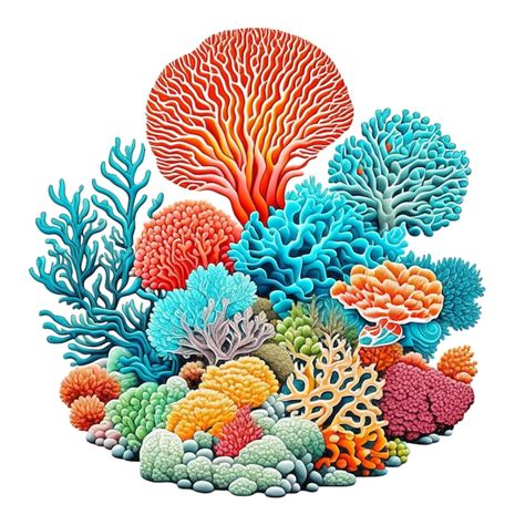 Premium Photo | Great barrier reef coral paper cuts colorful beautiful reef coral isolated on a ...