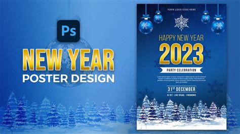Happy New Year Poster Design in Photoshop | Adobe Photoshop Poster Design Tutorial for Social ...