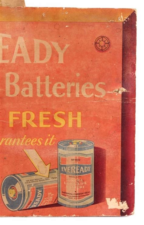 1930's Eveready Flashlight Battery Sign