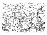 Vector Illustration Of People Help Each Other When A volcanic Eruption  sketch template