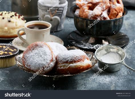 Fat Thursday Celebration Traditional Donuts Filled Stock Photo ...