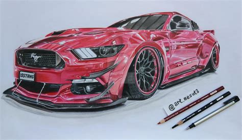 Ford Mustang GT 2015 5.0 V8 car drawing by artMesut3 on DeviantArt