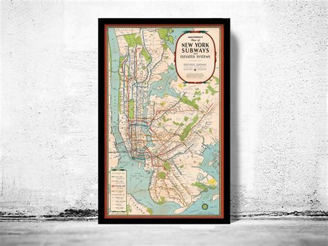 Old Map of New York Subway 1939 Underground New York Map Vintage Map ...