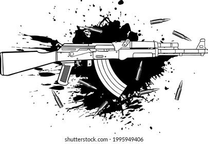 Vector Illustration Ak47 Bullets Blood Stock Vector (Royalty Free) 1995949406 | Shutterstock