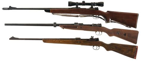 Three Bolt Action Rifles -A) Johnson Automatic Custom Mauser 98k Rifle ...