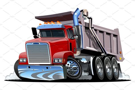 Vector Cartoon Dump Truck. | Technology Illustrations ~ Creative Market
