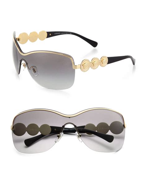 Versace Shield Medusa Sunglasses in Black (GREY-BLACK) | Lyst