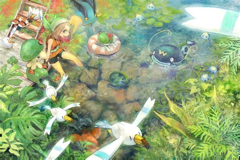 Wallpaper : landscape, anime, pond, jungle, pokemon third generation ...