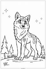 Page De Coloriage Loup Solitaire Mythique PDF & PNG Imprimables  sketch template