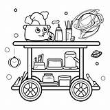 Premium Vector  Coloring book For Children A cart With food And Drinks sketch template
