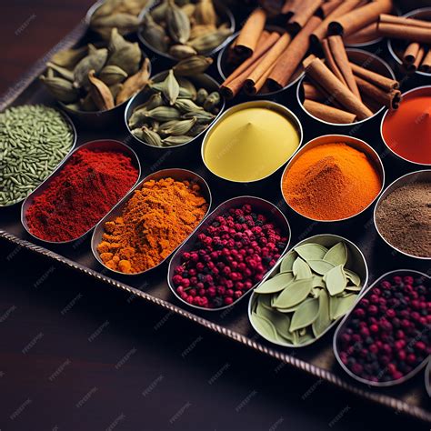 Premium AI Image | Photo various spices with various colors in color palette